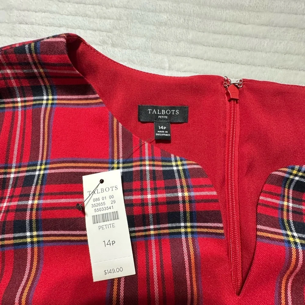 Talbots Women's Red Tartan Midi Dress - Picture 2 of 9